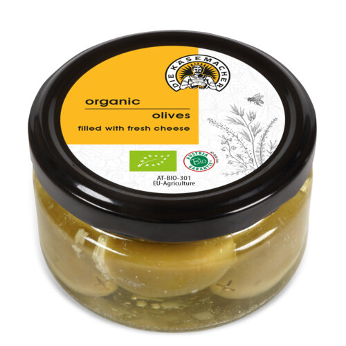 Organic olives filled with fresh cheese