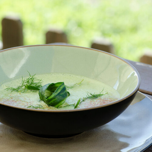 Cold cucumber soup with sheep´s milk yoghurt