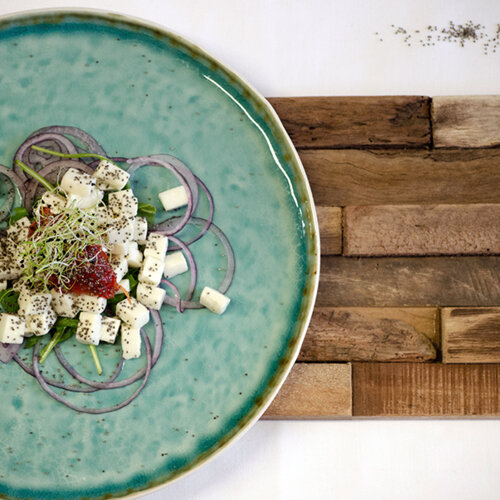 Waldviertler goat´s milk cheese salad with poppy seeds and peppersweet chutney